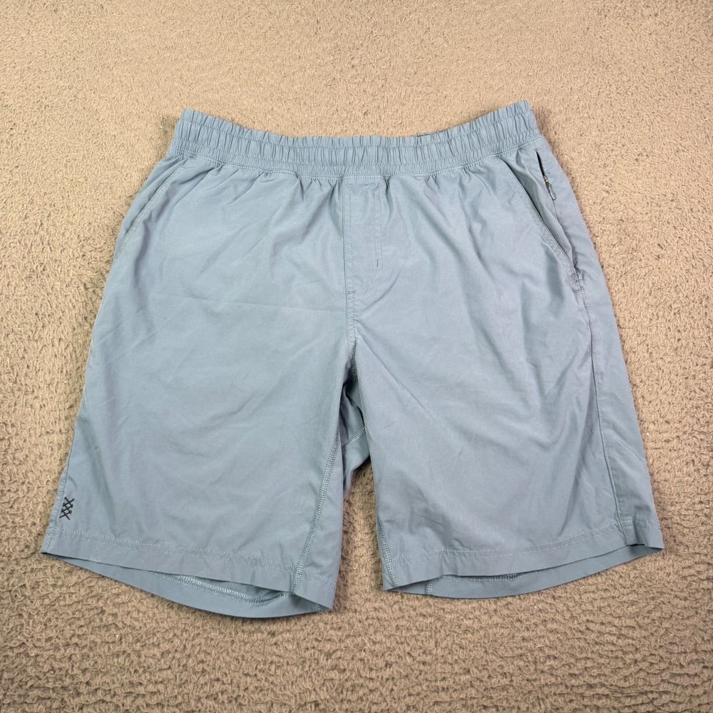 Rhone Shorts Mens M Light Blue Mako Linerless Gym Drawstring 9" Stretch 100117
